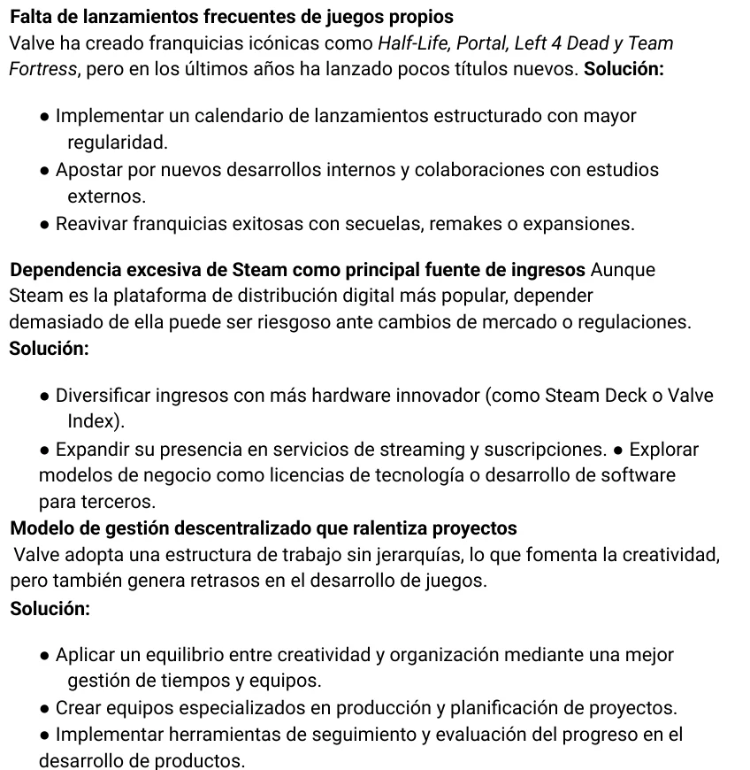 Propuestas CAME: fragmento del trabajo de Valve